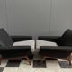 set of two black and white arm chairs 1960s