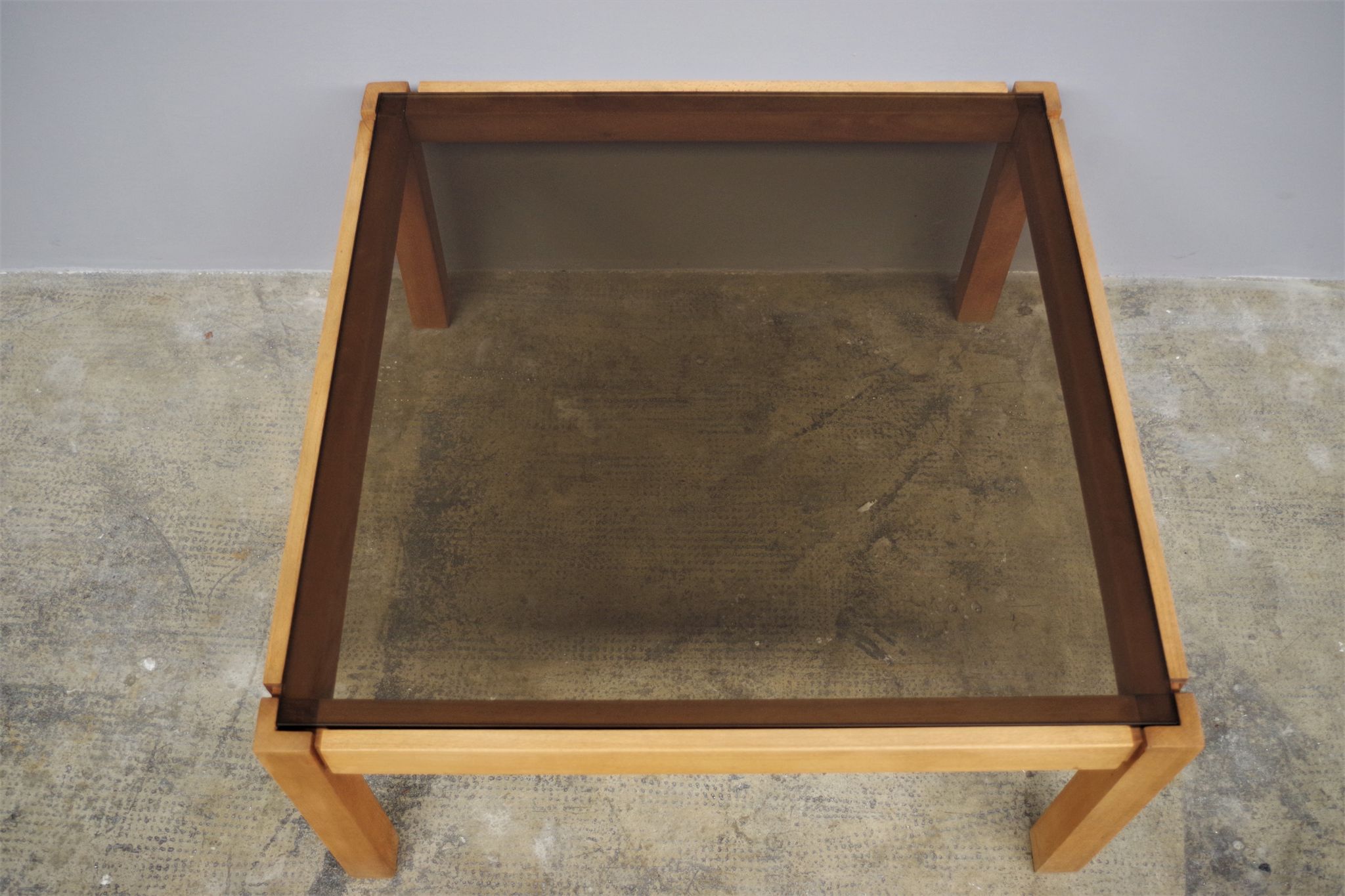Coffee table with smoked glass top, 1980s