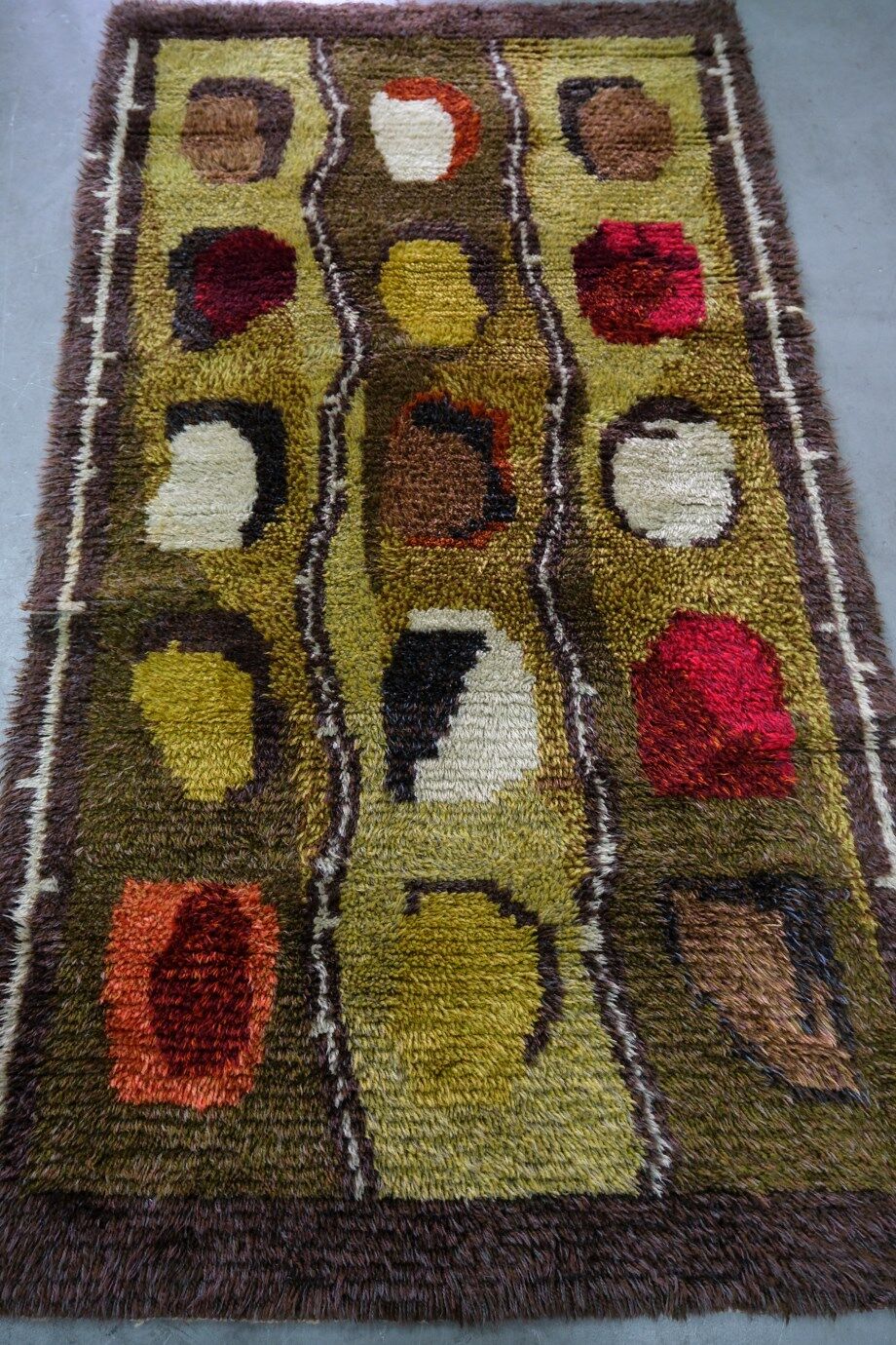 Scandinavian Hand-Knotted Woolen Rya Rug, Sweden, 1960s