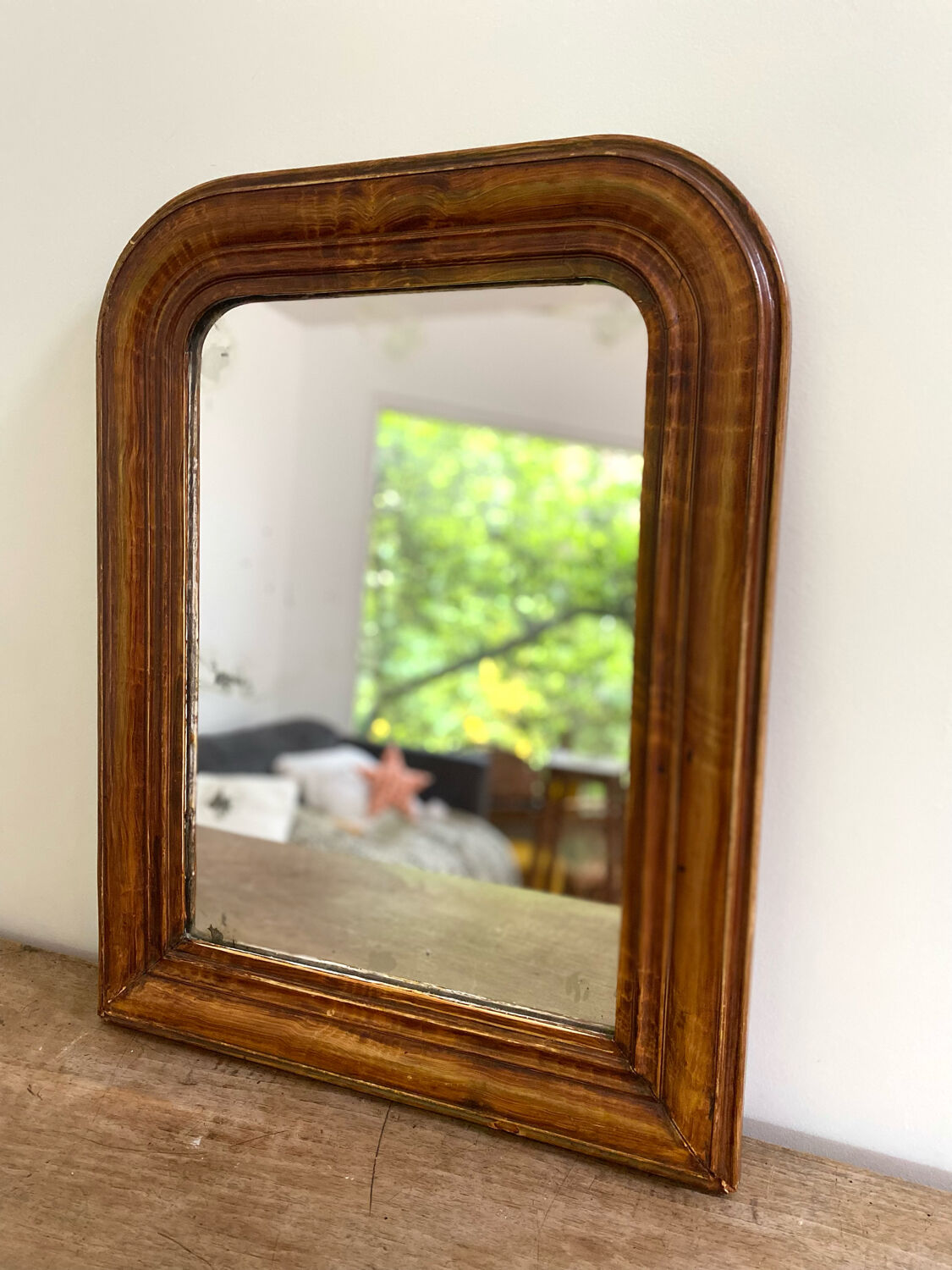 Antique Louis Philippe mirror with wooden plate