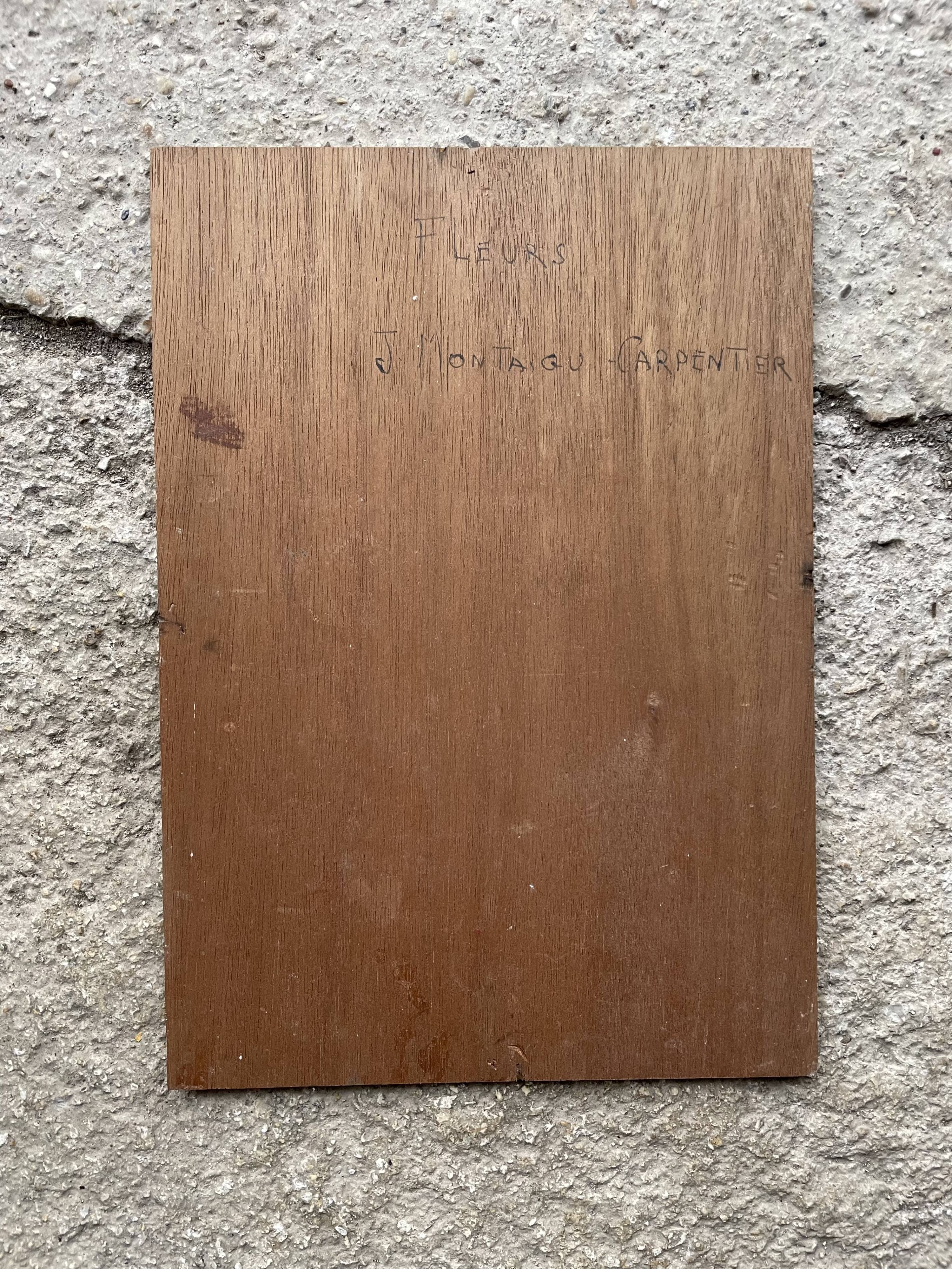 Oil on old panel, still life signed