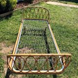 Vintage rattan basket bed