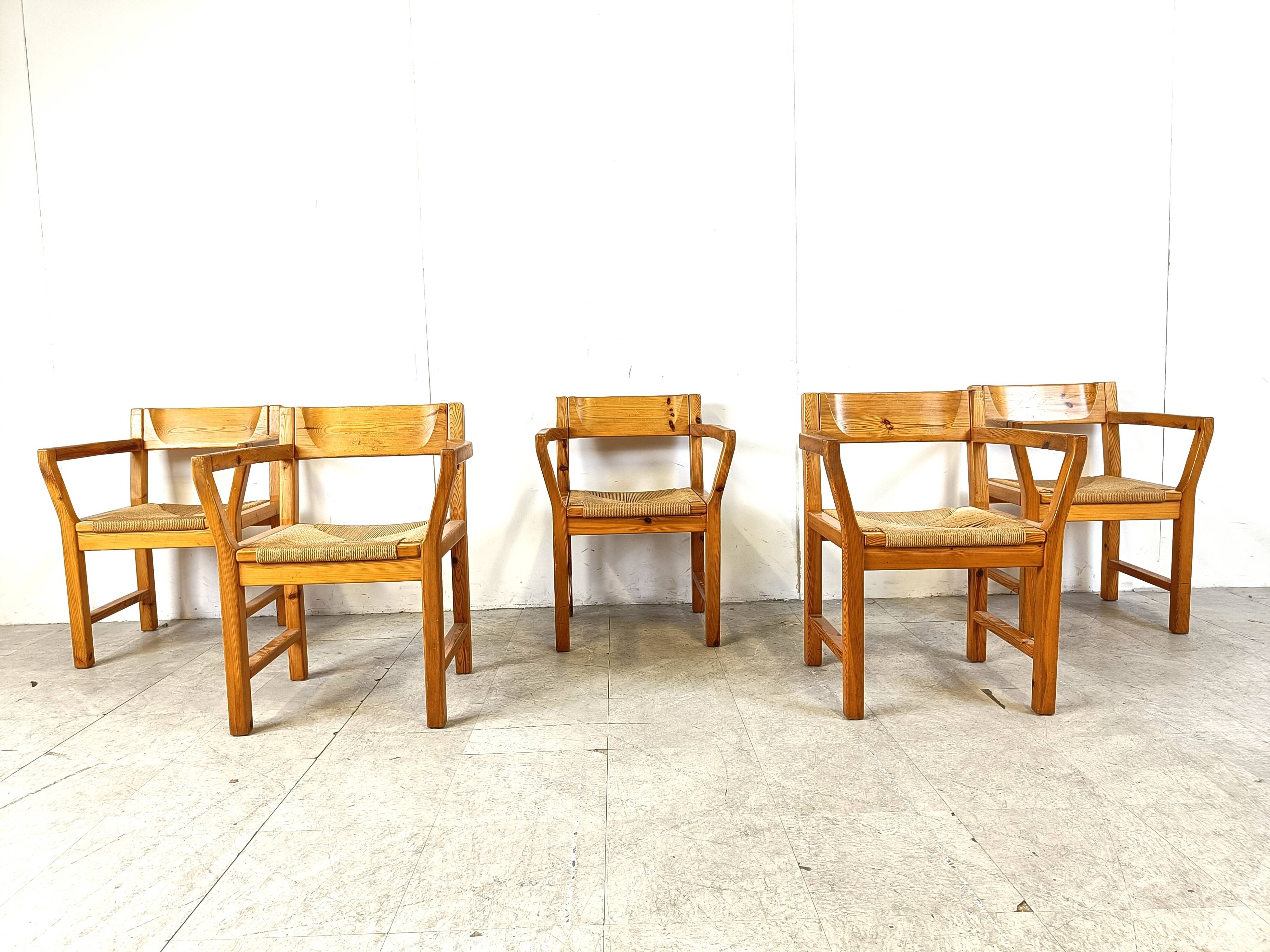 Vintage scandinavian pine wood dining chairs, 1960s by GM Mobler