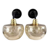 Pair of gold globe wall sconces