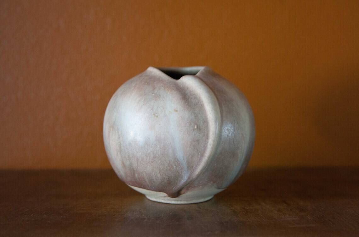 Small vintage ball vase, ceramic vase, interior decoration, pottery