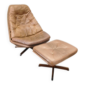Fauteuil et repose-pieds MS68 par Madsen & Schubell, années 1960.