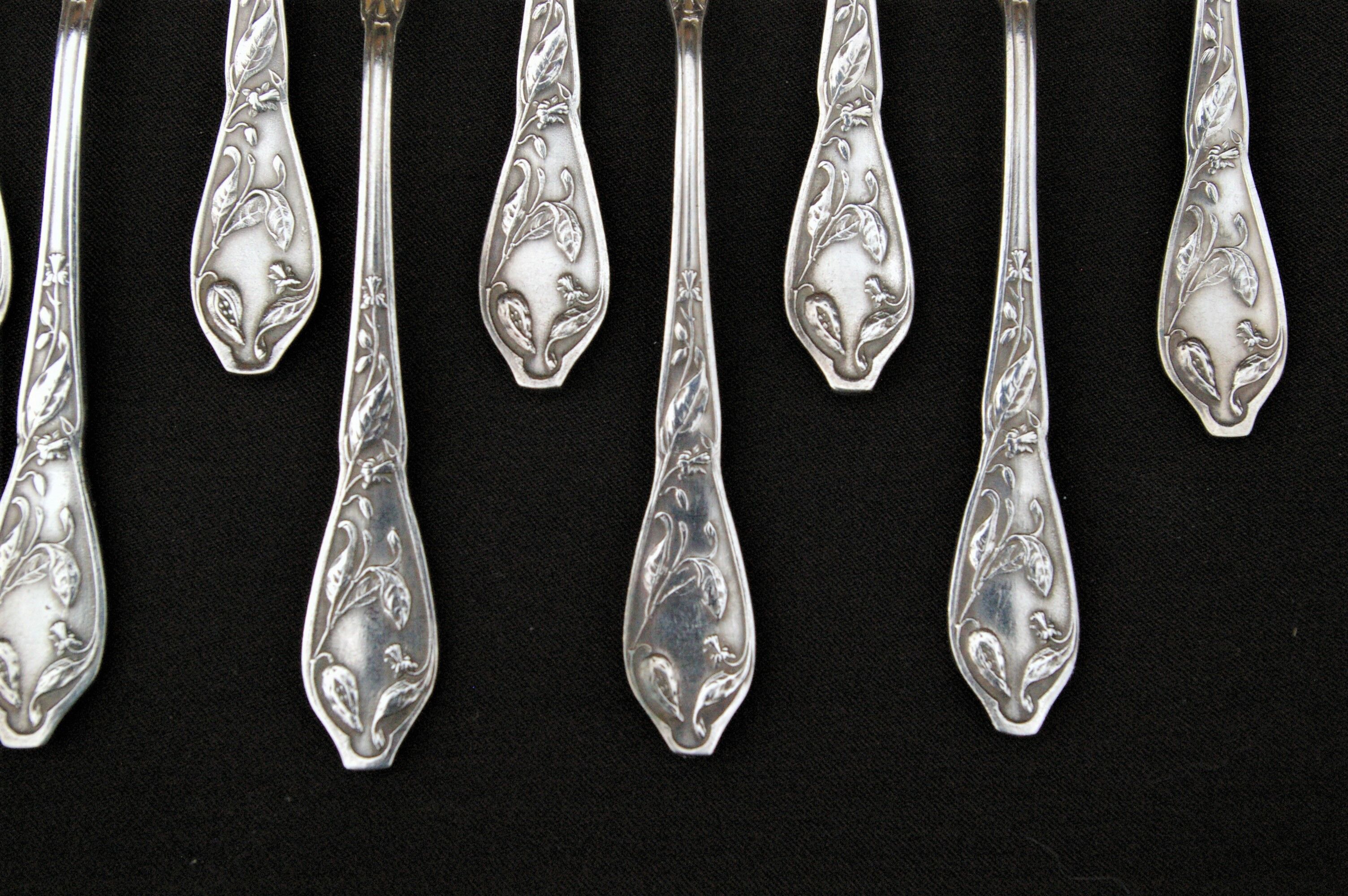 12 small Silver Metal Spoons Art Nouveau - Adolphe Boulenger