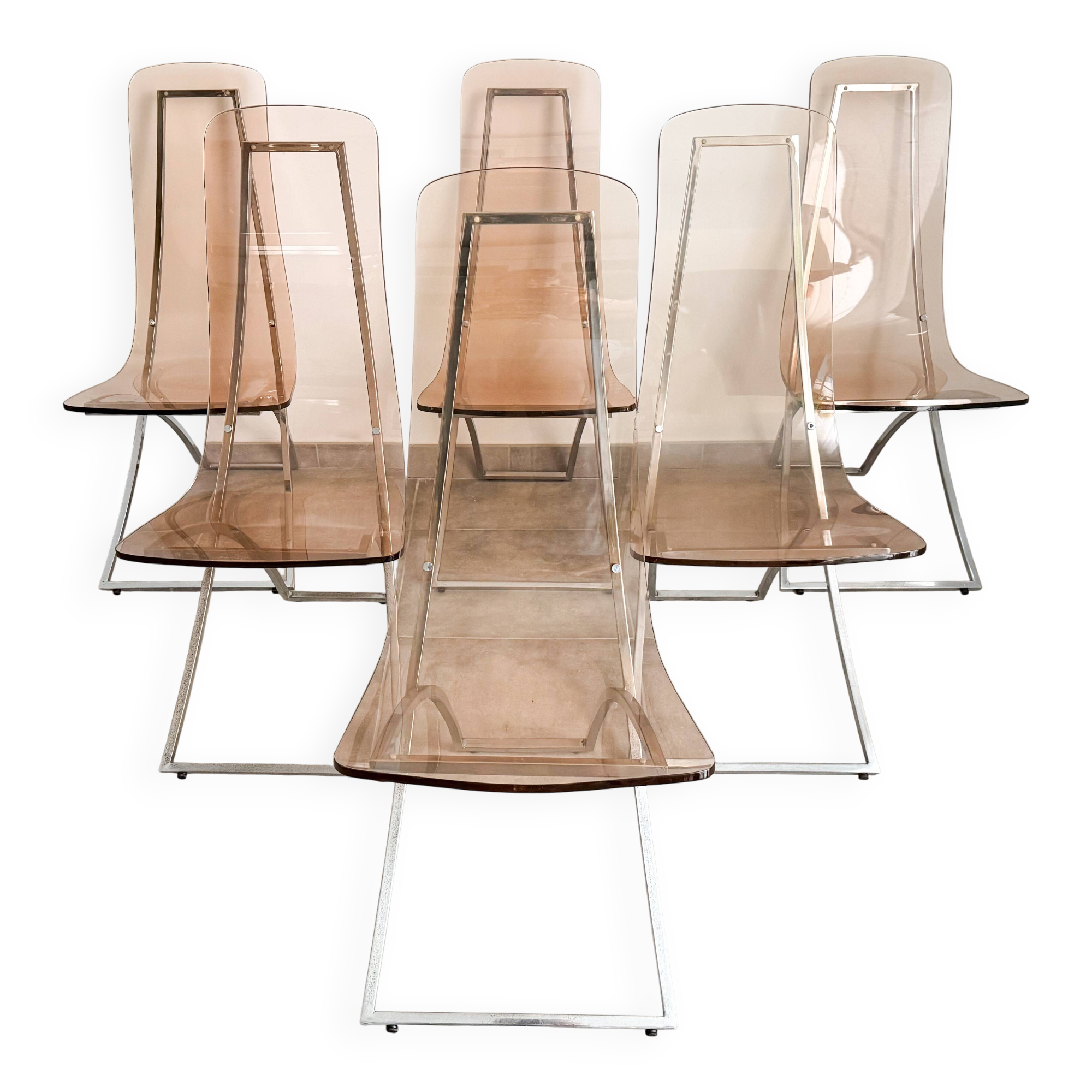Suite de 6 chaises CH4 d'Edmond Vernassa  , circa 1970'