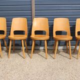 5 chaises BAUMANN « MONDOR » hêtre clair