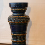 Vase balustre bleu nuit et ocre