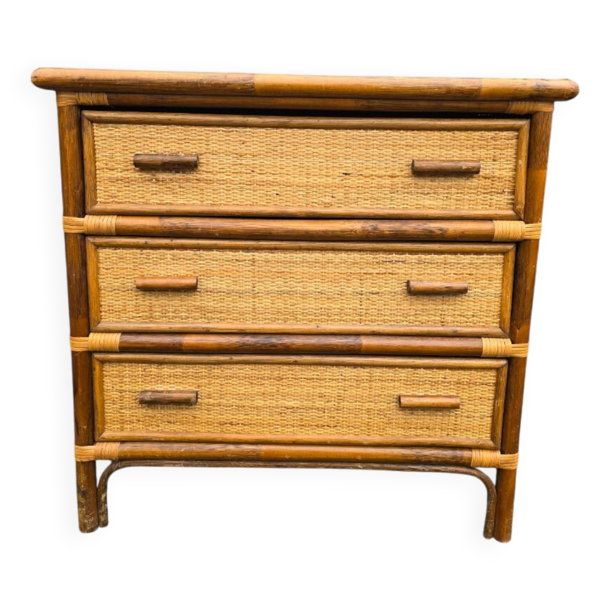 Rattan chest of drawers with 3 drawers