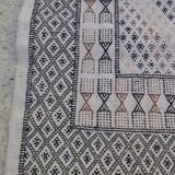Tapis blanc multicolore fait main en pure laine