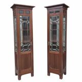 Pair of Art Nouveau solid wood showcases, Central Europe, circa 1910