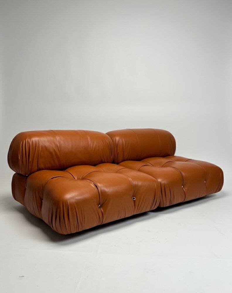 Camaleonda Lounge Sofa in Cognac Leather by Mario Bellini for B&B Italia, 1973, Set of 4