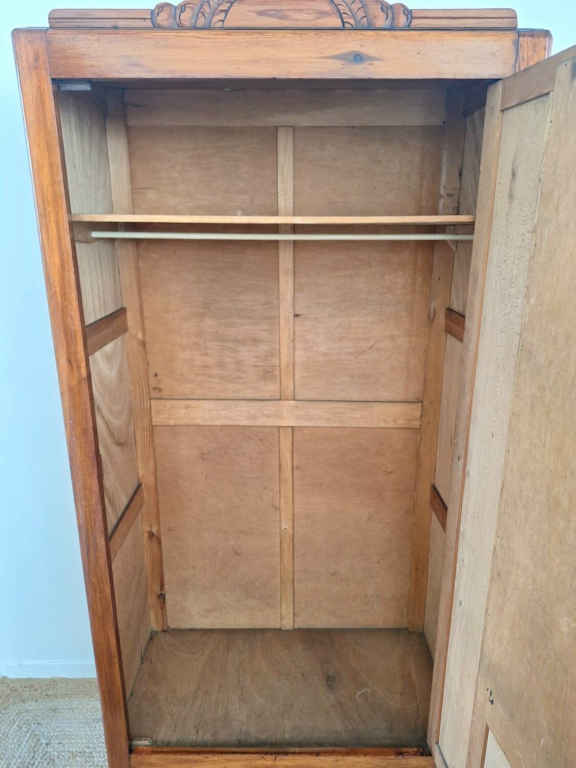Art deco wardrobe, bonnetière, vintage furniture