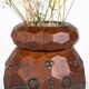 Vase breton en bois sculpté et laiton, Bretagne, France, 1960s