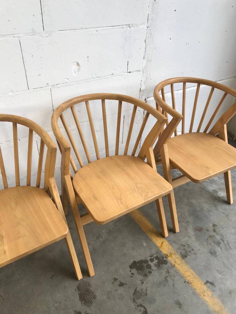 4 V-shaped wooden bistro chairs