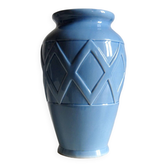 Large vintage blue ceramic vase