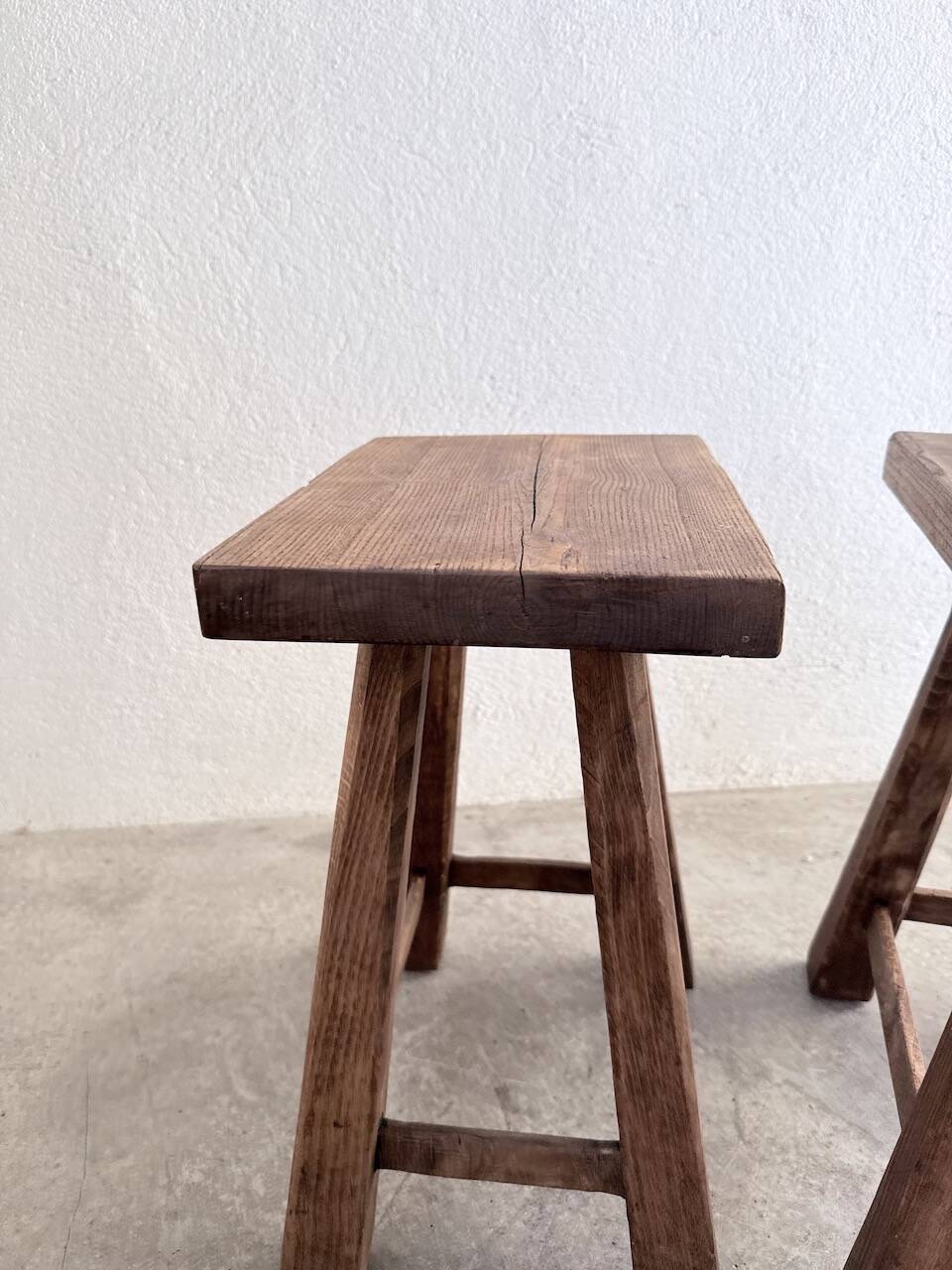 Pair of oak stools from the 1960s.