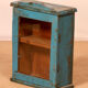 old Art Deco wall display case in original blue teak Burmese patina