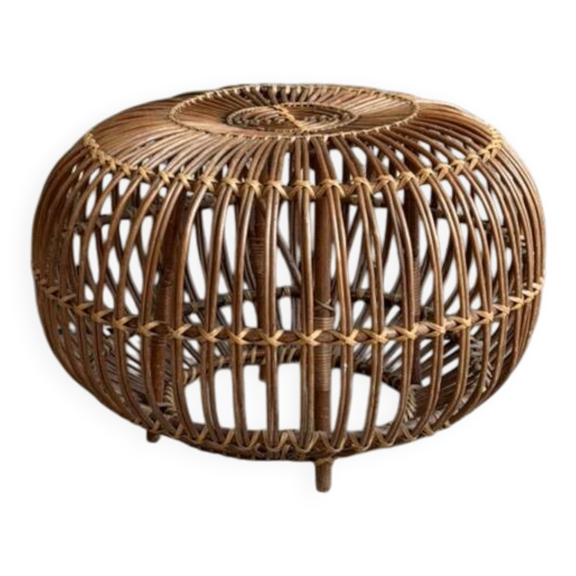 Wicker ottoman/pouf  Lobster Pot by Franc Albini