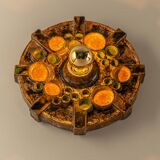 Sputnik wall lamp in brown and orange ceramic, Germany, 1970s.