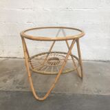 Bamboo and glass coffee table