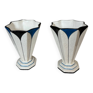 Paire de vases longwy