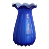 Vase en verre soufflé bleu cobalt italien vintage