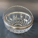 Cut crystal bowl, silver-plated metal mount, Val Saint Lambert