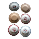 6 mismatched deep plates pairs Digoin Sarreguemines red blue pink