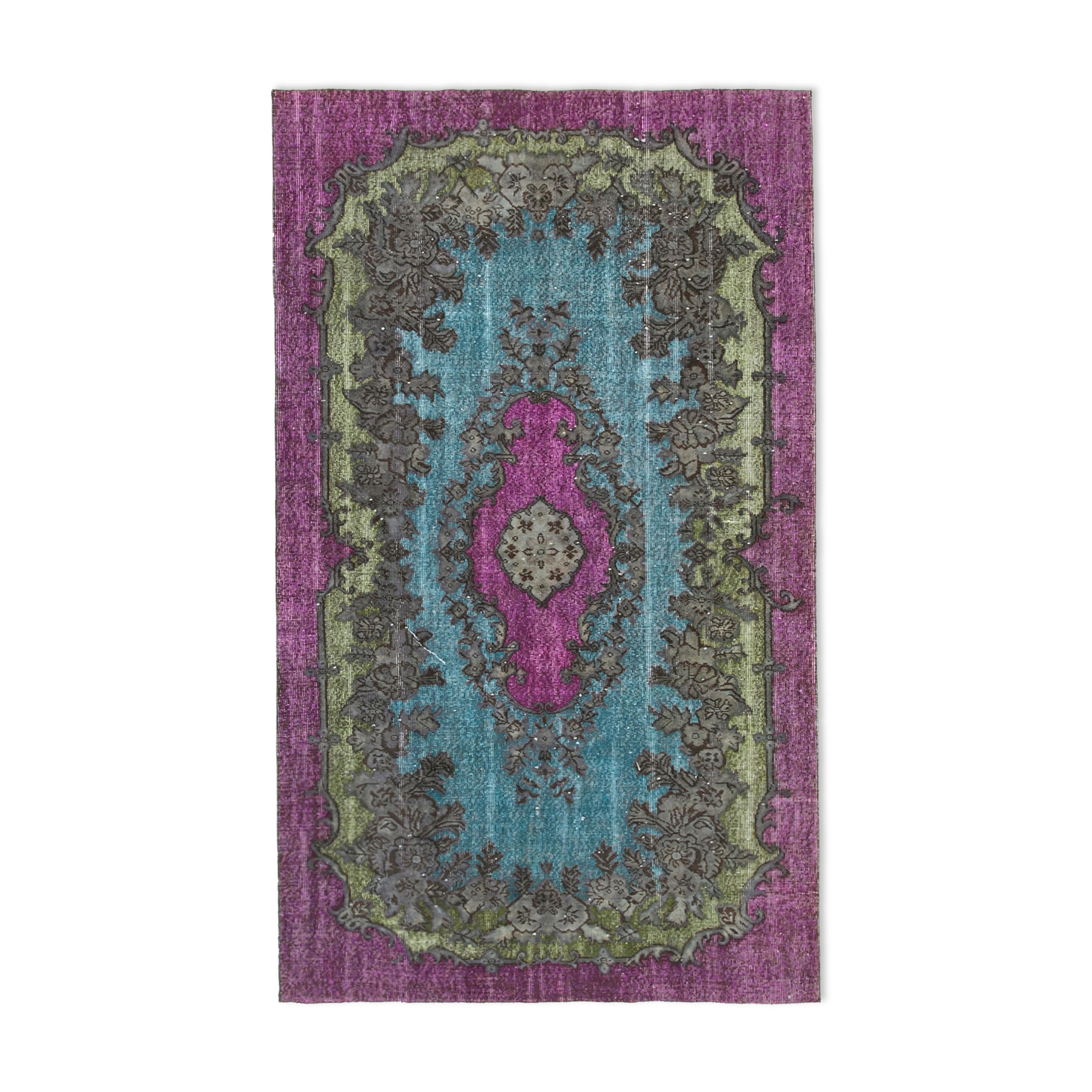 Hand-Knotted Antique Turkish 1980s 164 cm x 275 cm Purple Carpet