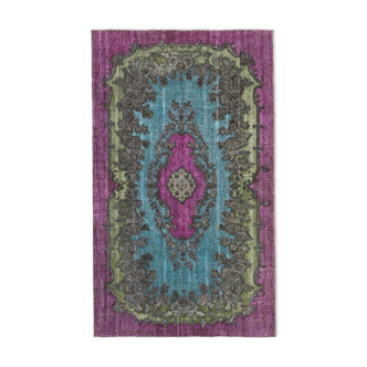 Tapis noué à la main antique turc des années 1980 164 cm x 275 cm tapis violet
