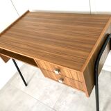 Vintage office teak décor and black steel base
