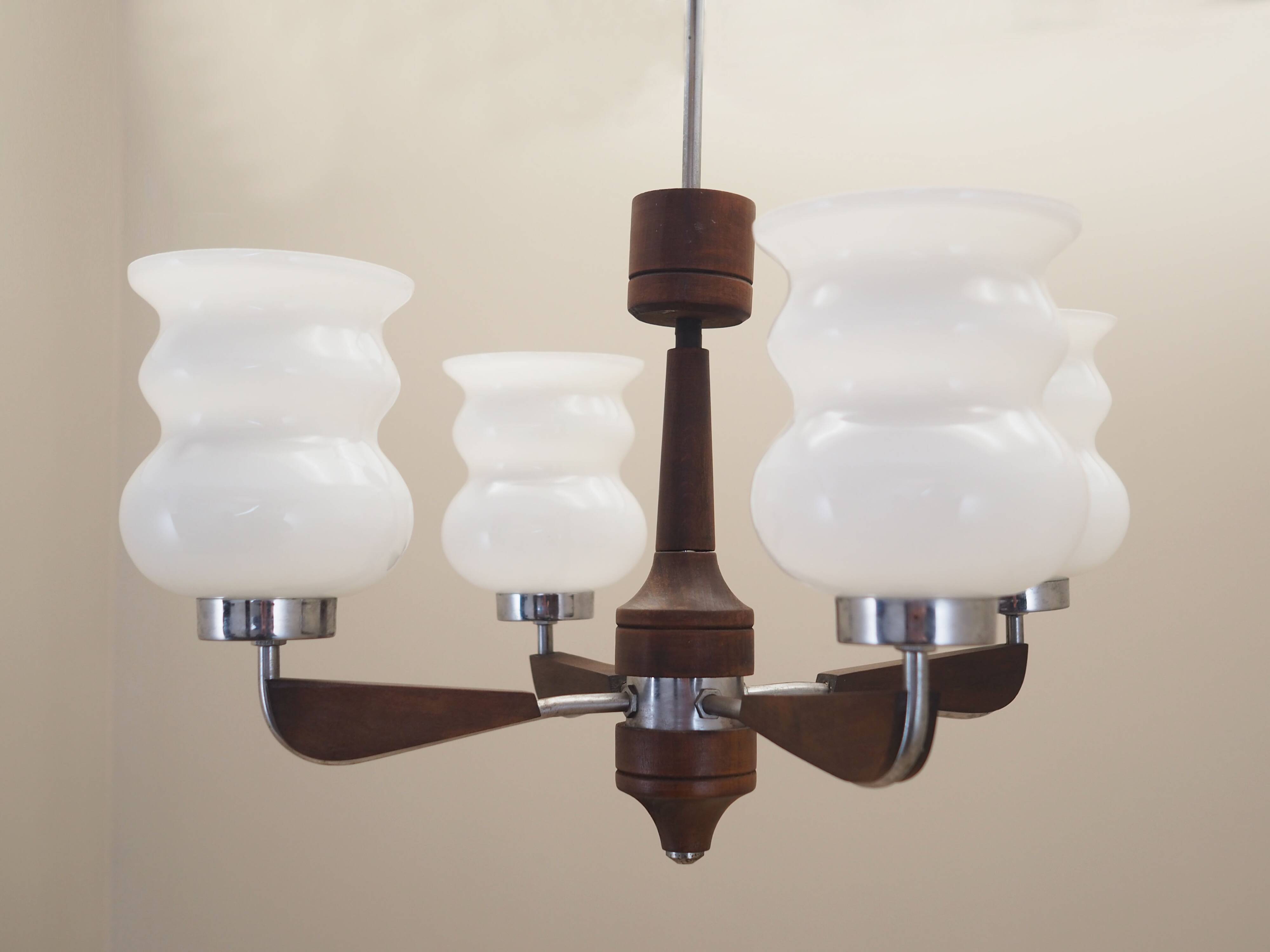 Wooden chandelier, Danish design, 1970s, production: Denmark