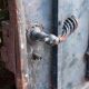 Solid gate, garden iron, H227x110cm, old, exterior door