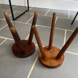 Pair vintage tripod wood stools