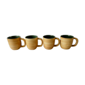 4 Salins France mugs, sandstone and green enamel