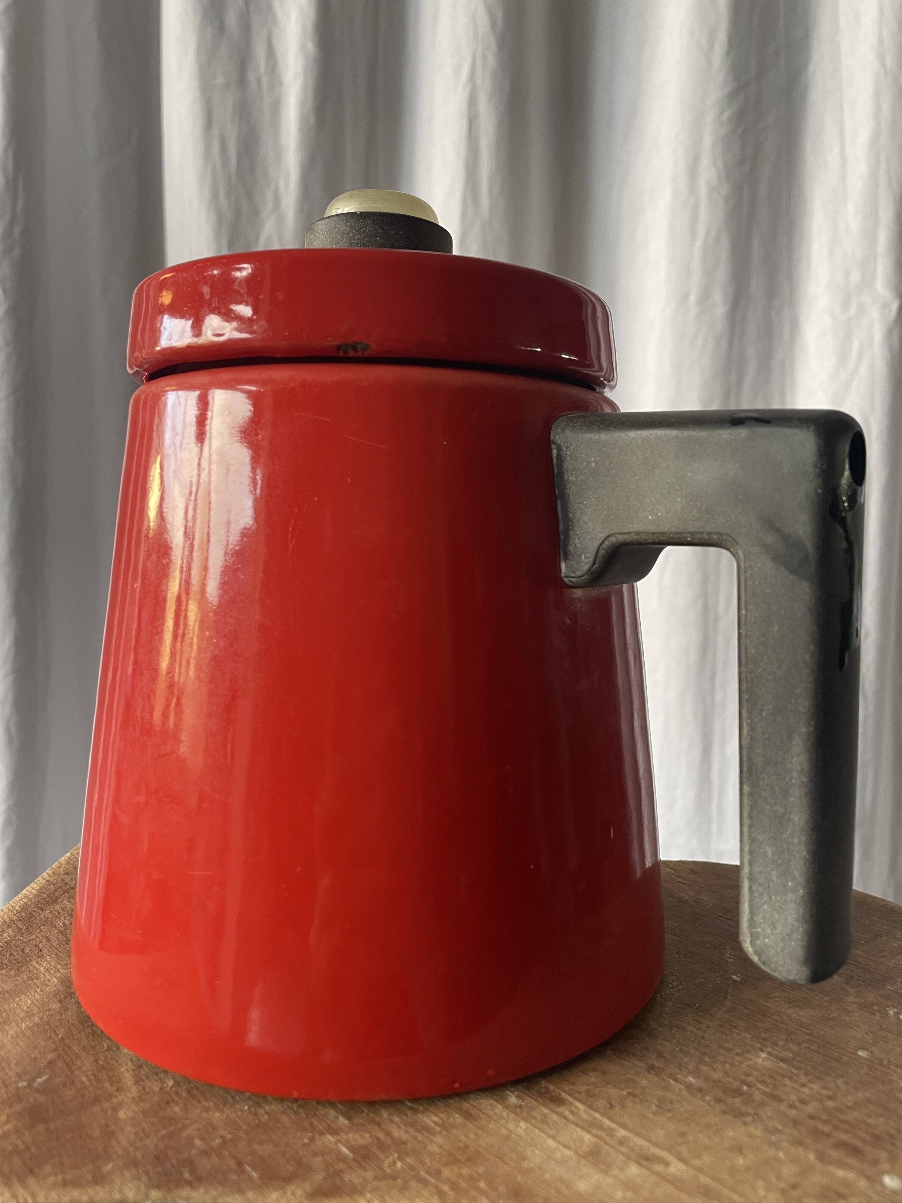 Enamelled Cast Iron Coffee Pot by Antti Nurmesniemi for Finel, 1950