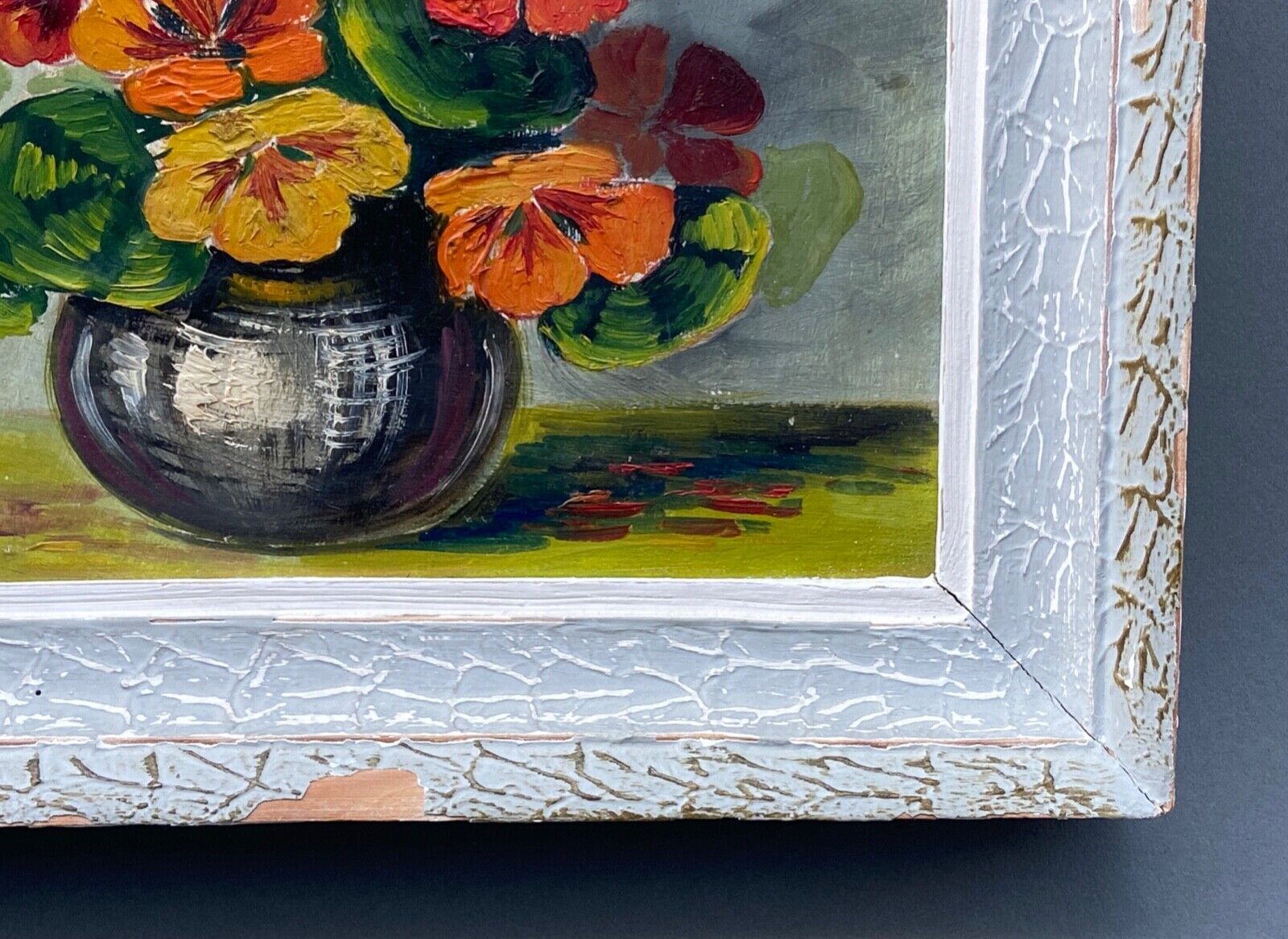 Oil on panel by S.Picquet bouquet of flowers still life XXe