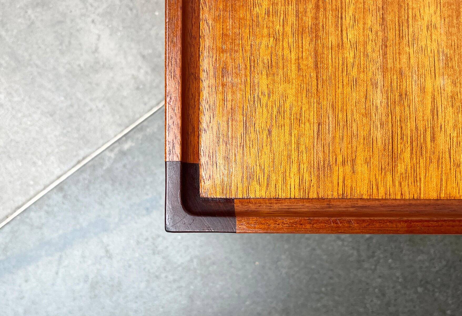 Mid-century teak and walnut side table, 1960s.