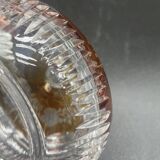 Bohemian crystal bottle, cut and engraved – Frosted floral decoration