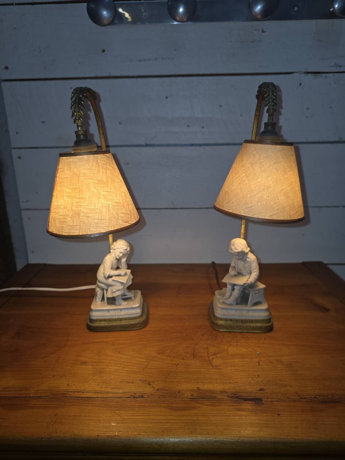 Pair of Louis XVI style bedside lamps, late 19th century
