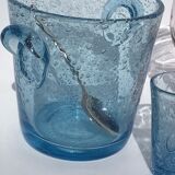 Biot blue bubble glass ice bucket