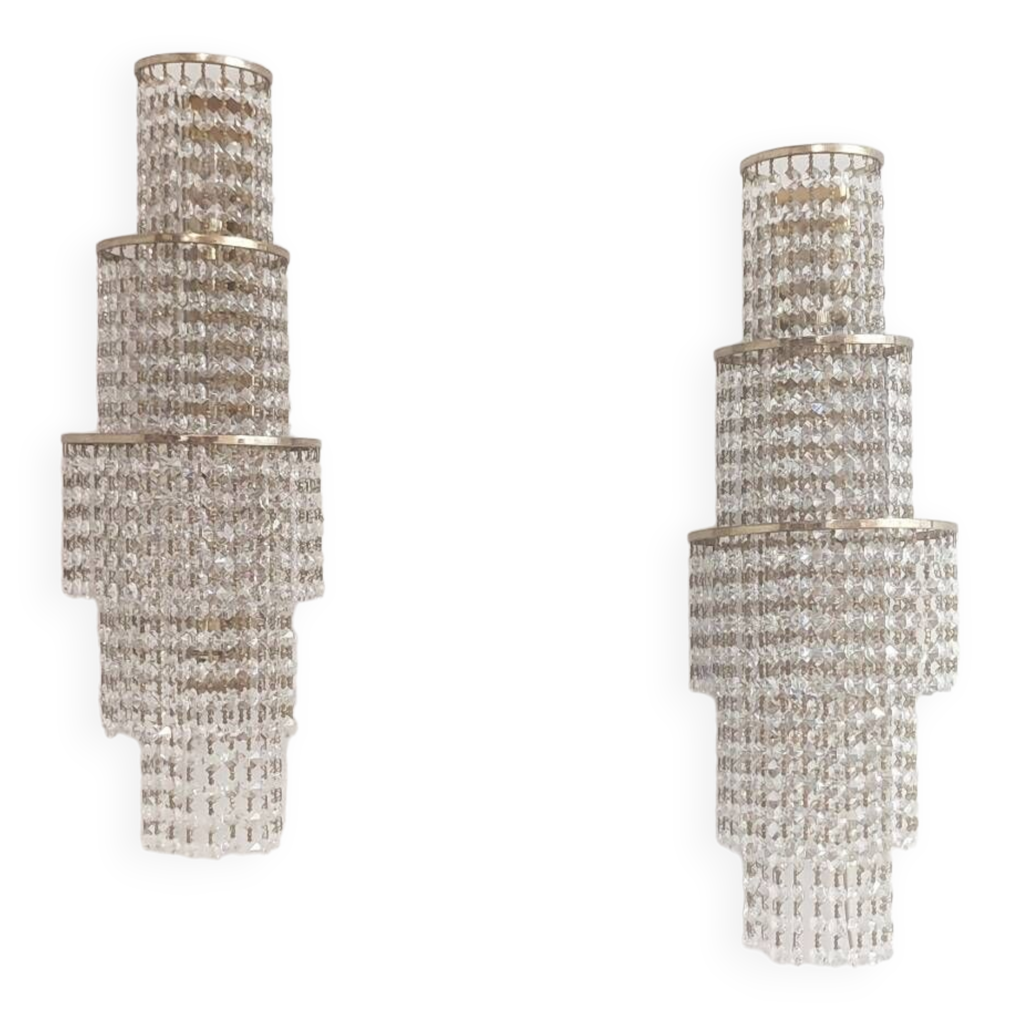 Pair of crystal appliques. France, 1970s.