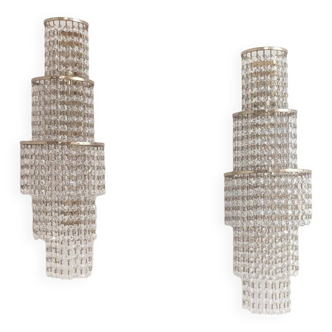 Pair of crystal appliques. France, 1970s.