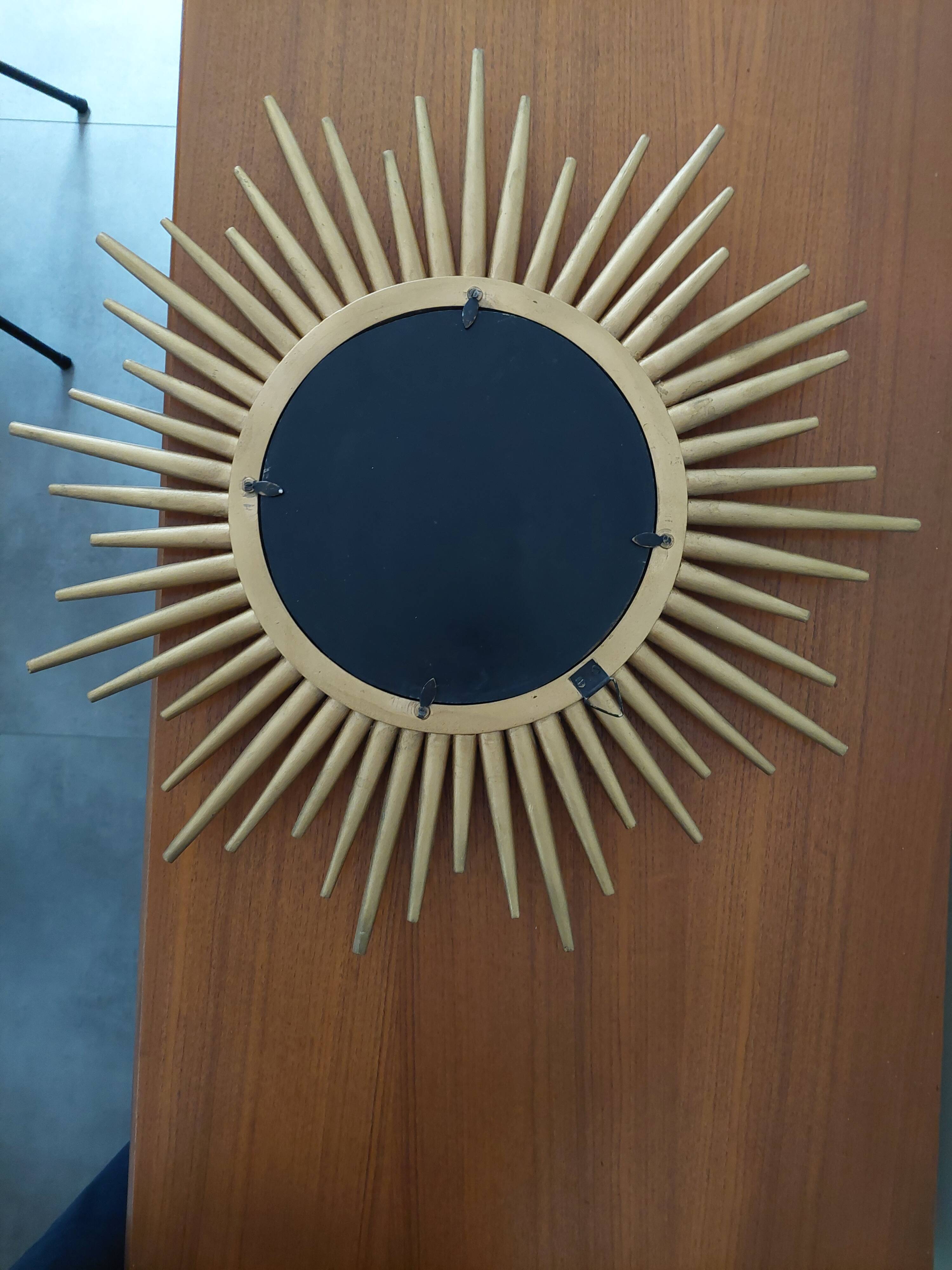 Miroir soleil en bois doré 50cm