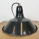 Industrial French Black Enamel Factory Pendant Lamp, 1960s