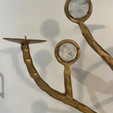 Candelabre en fer forgé et verre XXe