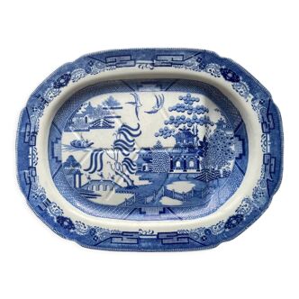 Plat de transfert anglais du XIXème siècle Saule Bleu